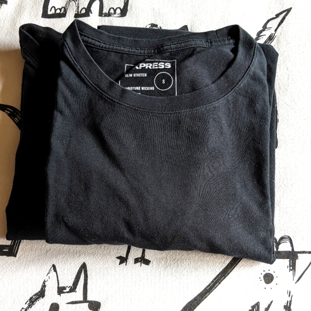 2 Black small Express slim stretch t-shirts
